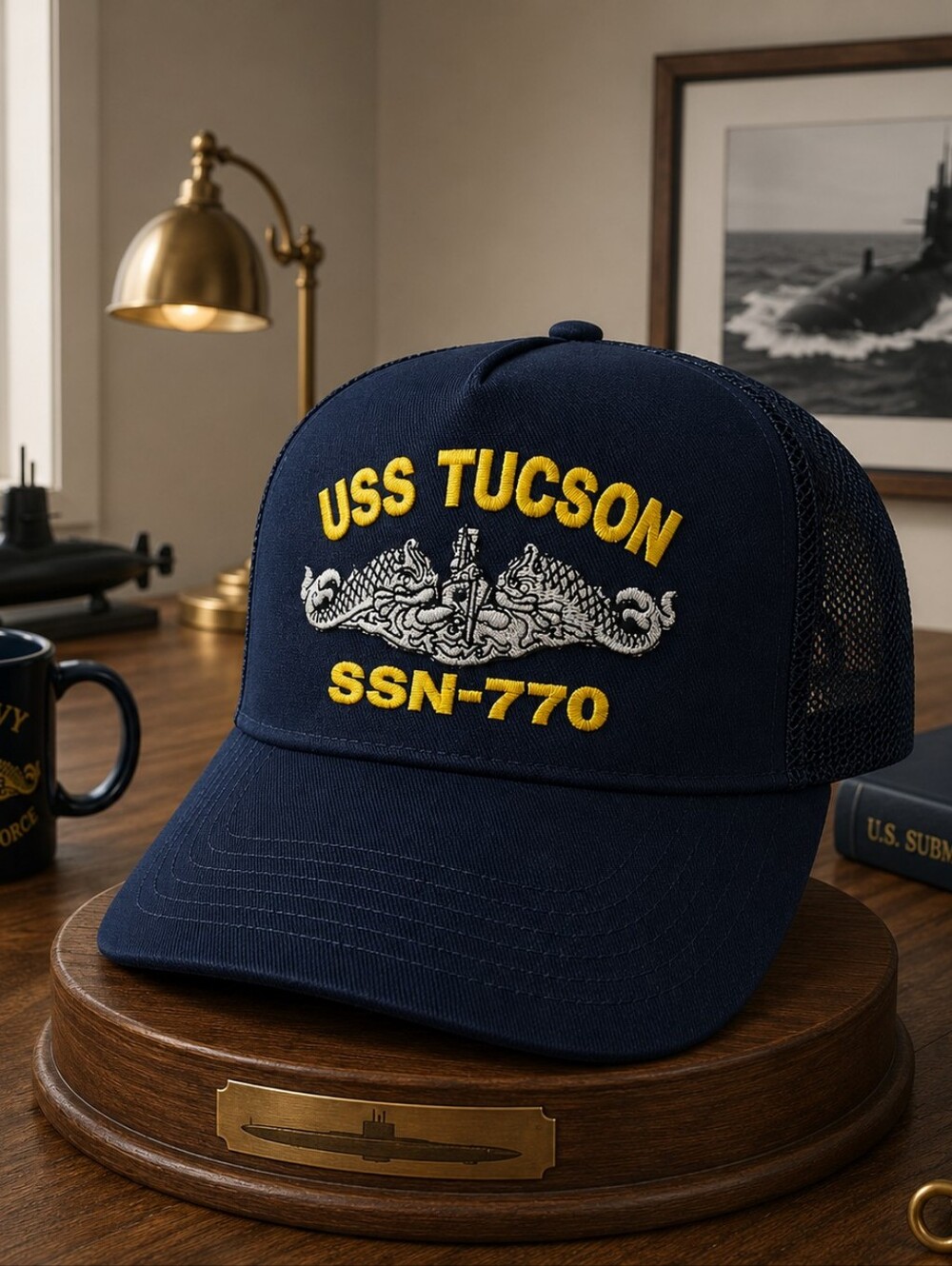 USS Tucson SSN-770 Submarine Service Baseball Cap Hat Mesh Snapback Blue